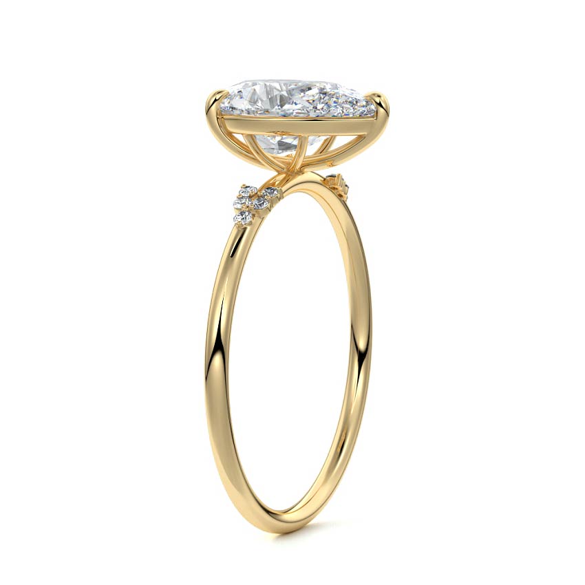 Aster - Pear Yellow Gold Engagement Ring Side View | Nura Lab