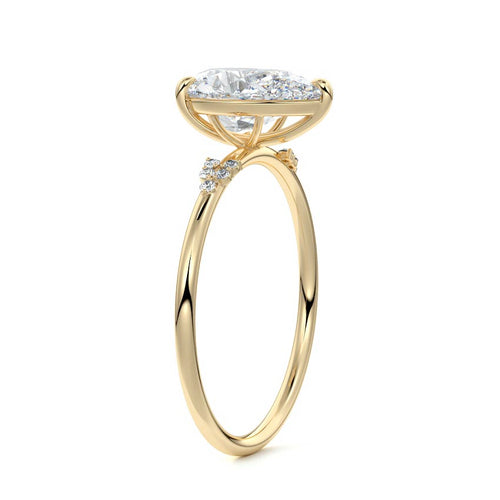 Aster - Pear Yellow Gold Engagement Ring Side View | Nura Lab