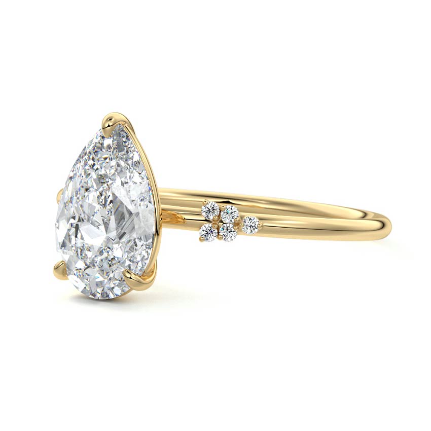 Aster - Pear Yellow Gold Engagement Ring Profile View | Nura Lab