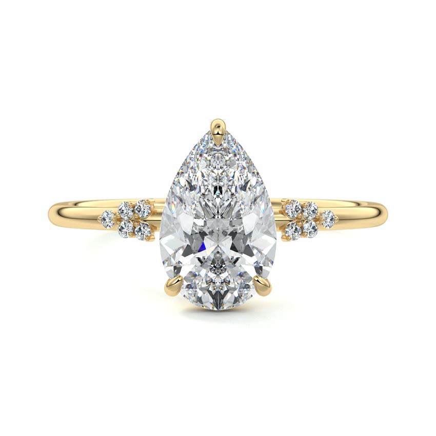 Aster - Pear Yellow Gold Engagement Ring Detail View | Nura Lab