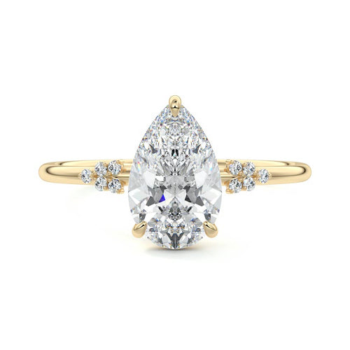 Aster - Pear Yellow Gold Engagement Ring Detail View | Nura Lab