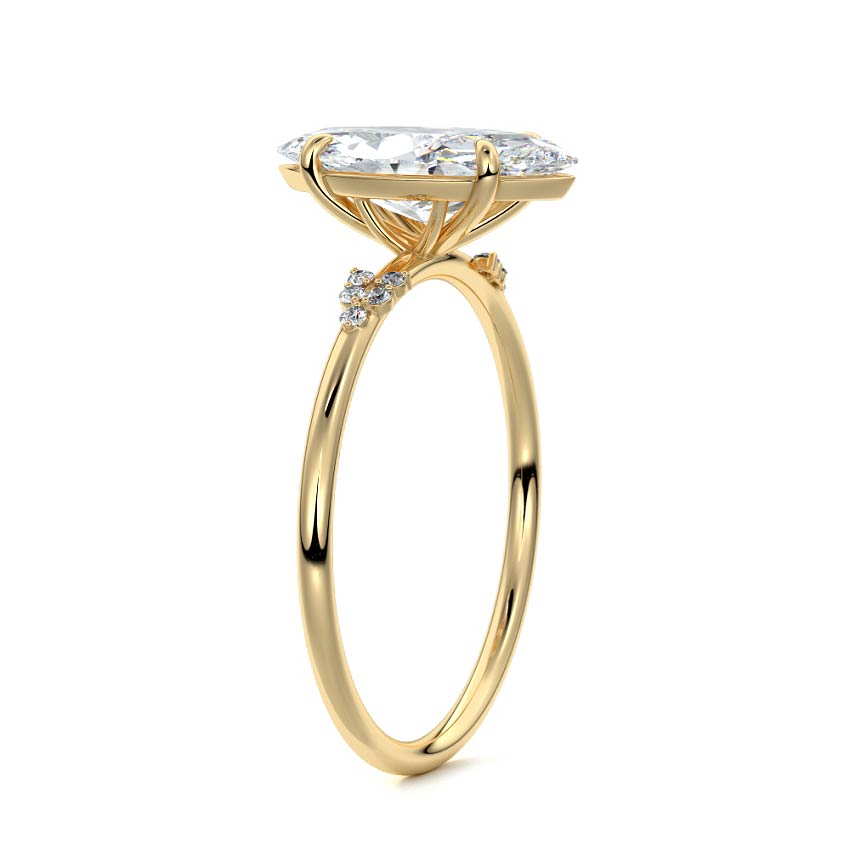 Aster - Marquise Yellow Gold Engagement Ring Side View | Nura Lab