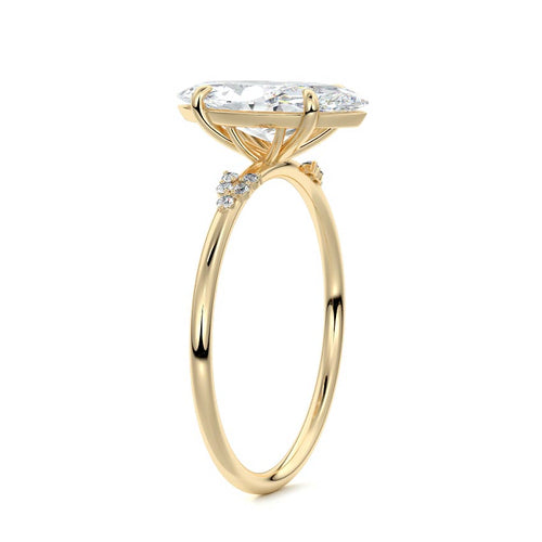Aster - Marquise Yellow Gold Engagement Ring Side View | Nura Lab