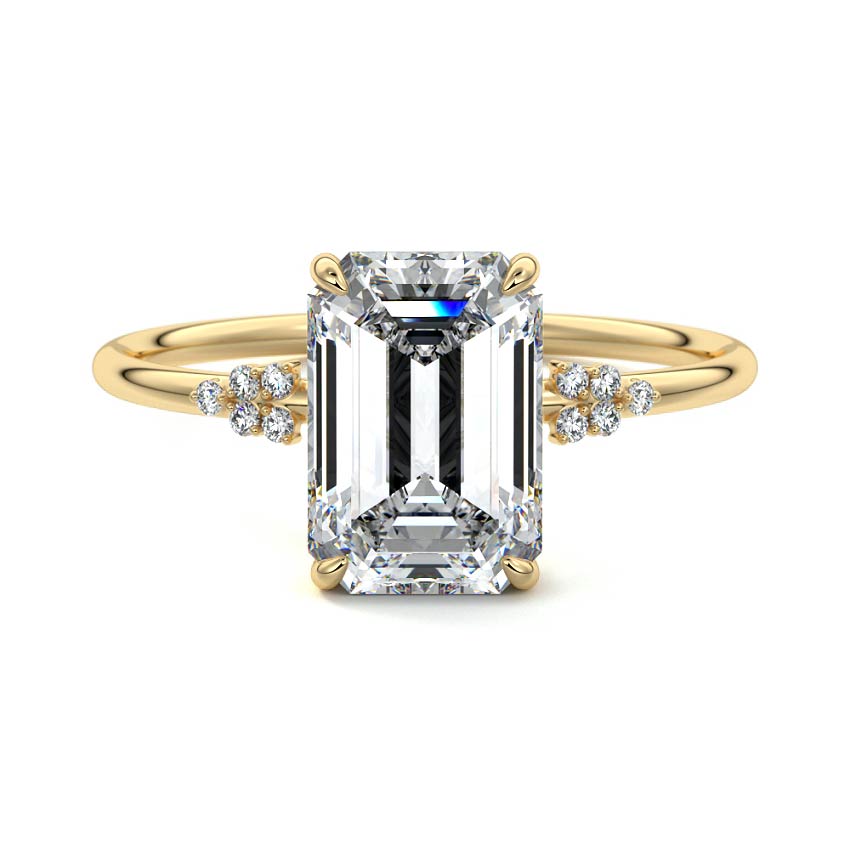 Aster - Emerald Cut Yellow Gold Lab Grown Diamond Engagement Ring | Nura Lab