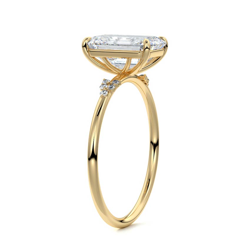 Aster - Emerald Cut Yellow Gold Engagement Ring Side View | Nura Lab