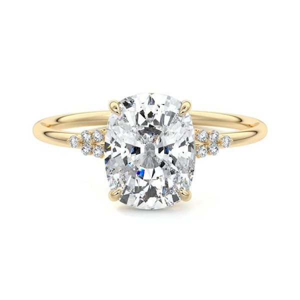 Aster - Cushion Floral Side Stone Lab Grown Diamond Engagement Ring