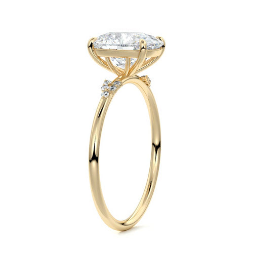 Aster - Cushion Yellow Gold Engagement Ring Side View | Nura Lab