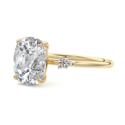 Aster - Cushion Yellow Gold Engagement Ring Profile View | Nura Lab