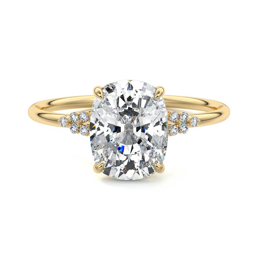 Aster - Cushion Yellow Gold Engagement Ring Detail View | Nura Lab