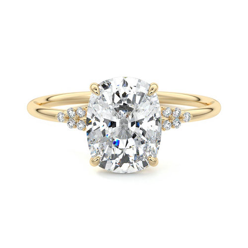 Aster - Cushion Yellow Gold Engagement Ring Detail View | Nura Lab