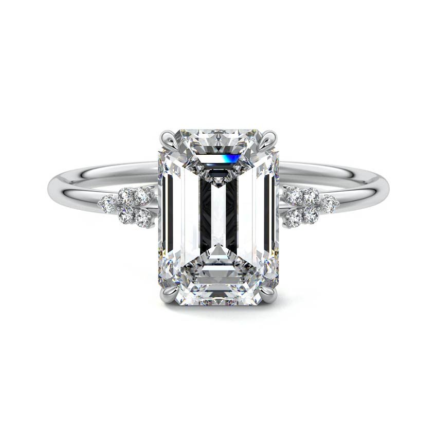 Aster - Emerald Cut White Gold Lab Grown Diamond Engagement Ring | Nura Lab