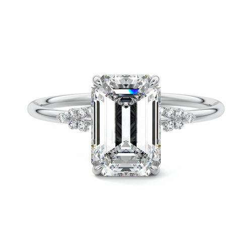 Aster - Emerald Cut Platinum Lab Grown Diamond Engagement Ring | Nura Lab