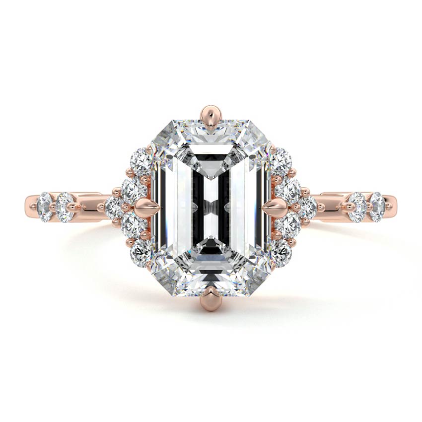 Alessandra - Emerald Cut Rose Gold Lab Grown Diamond Engagement Ring | Nura Lab