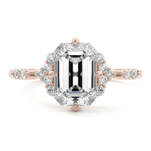 Alessandra - Emerald Cut Rose Gold Lab Grown Diamond Engagement Ring | Nura Lab