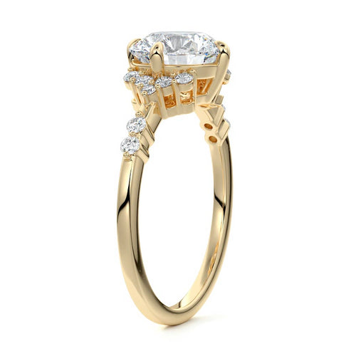 Alessandra - Round Yellow Gold Lab Grown Diamond Engagement Ring | Nura Lab