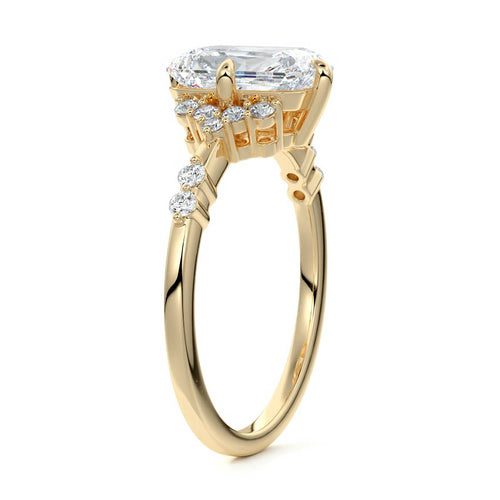 Alessandra - Radiant Yellow Gold Engagement Ring Side View | Nura Lab