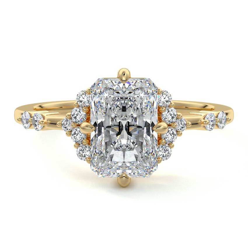 Alessandra - Radiant Yellow Gold Engagement Ring Detail View | Nura Lab