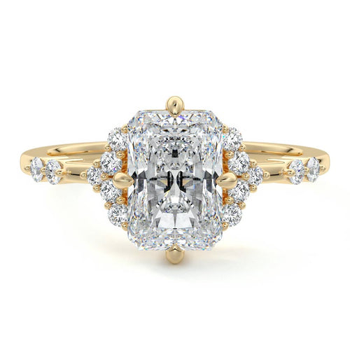 Alessandra - Radiant Yellow Gold Engagement Ring Detail View | Nura Lab