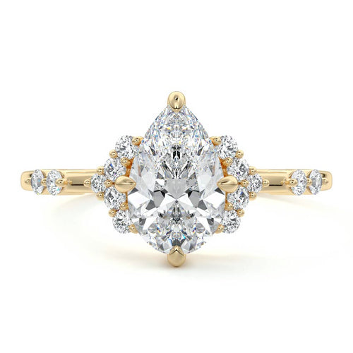 Alessandra - Pear Yellow Gold Lab Grown Diamond Engagement Ring | Nura Lab
