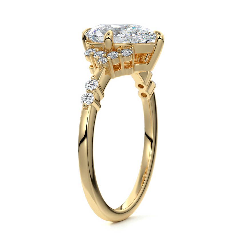Alessandra - Pear Yellow Gold Engagement Ring Side View | Nura Lab