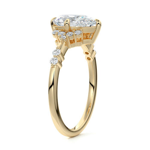 Alessandra - Pear Yellow Gold Engagement Ring Side View | Nura Lab