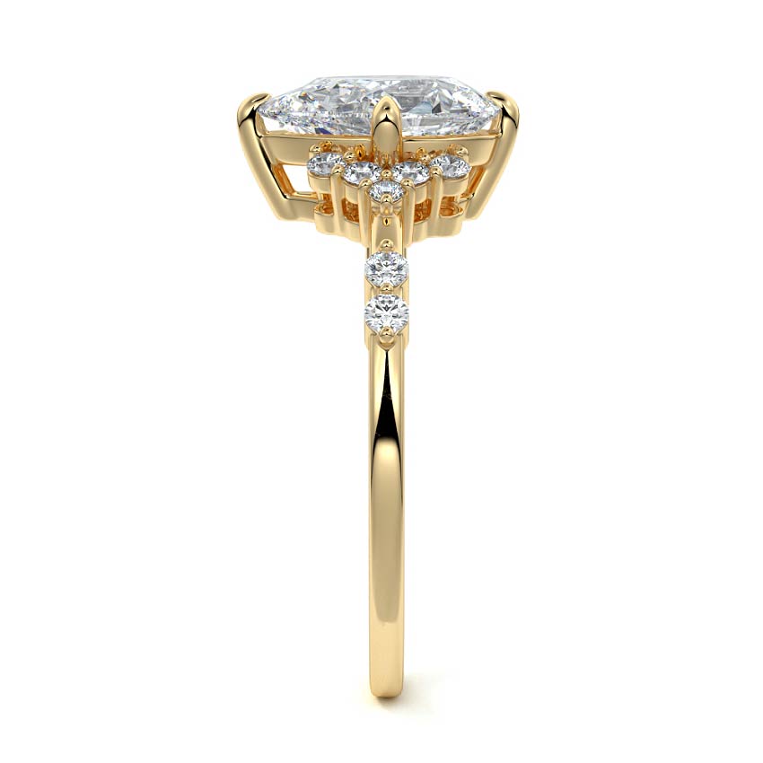 Alessandra - Pear Yellow Gold Engagement Ring Profile View | Nura Lab