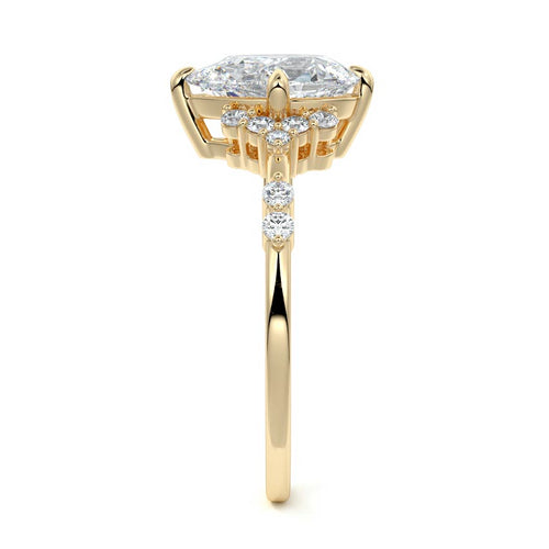 Alessandra - Pear Yellow Gold Engagement Ring Profile View | Nura Lab