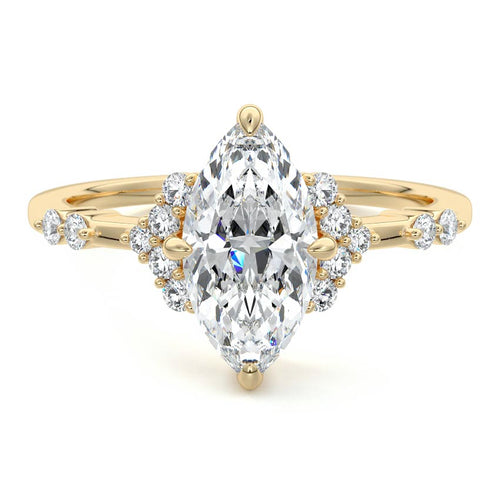 Alessandra - Marquise Yellow Gold Lab Grown Diamond Engagement Ring | Nura Lab