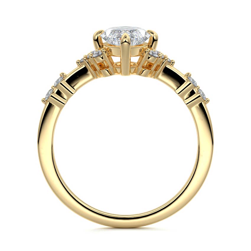 Alessandra - Marquise Yellow Gold Engagement Ring Side View | Nura Lab