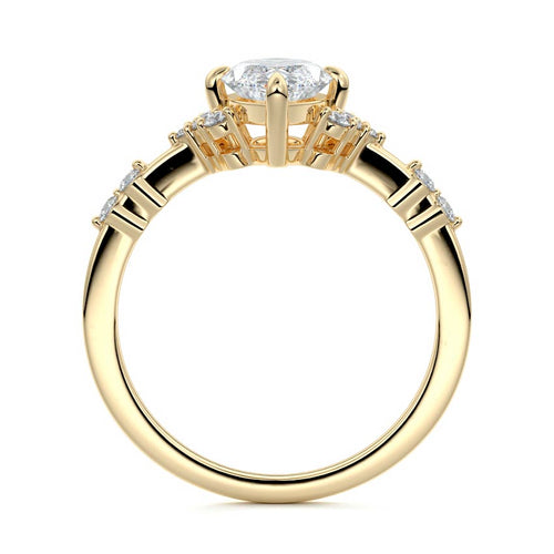 Alessandra - Marquise Yellow Gold Engagement Ring Side View | Nura Lab