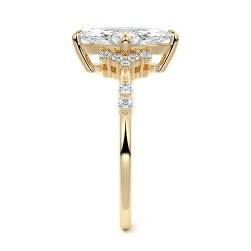 Alessandra - Marquise Yellow Gold Engagement Ring Profile View | Nura Lab