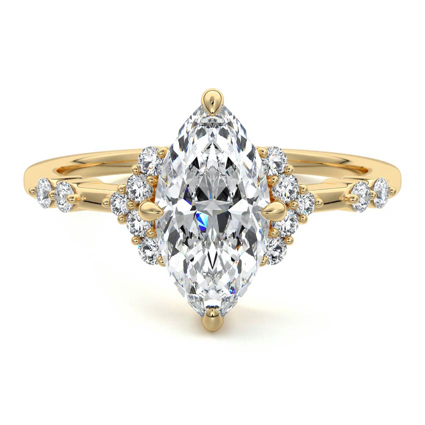 Alessandra - Marquise Yellow Gold Engagement Ring Detail View | Nura Lab