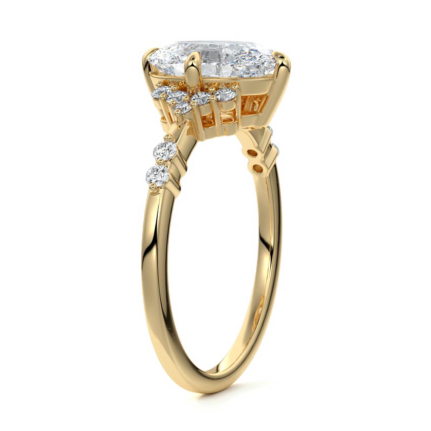 Alessandra - Oval Yellow Gold Engagement Ring Side View | Nura Lab
