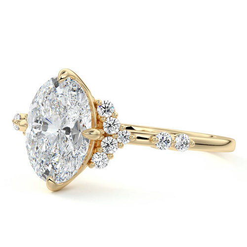 Alessandra - Oval Yellow Gold Engagement Ring Profile View | Nura Lab