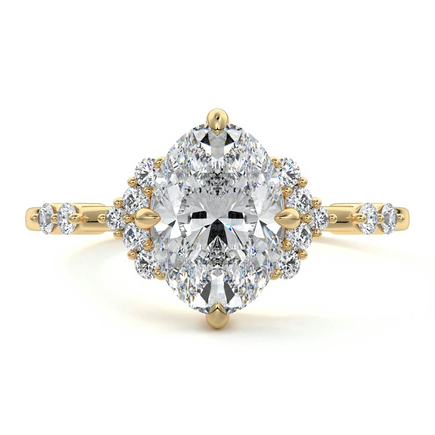 Alessandra - Oval Yellow Gold Engagement Ring Detail View | Nura Lab