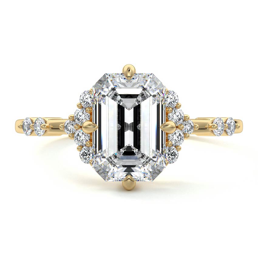 Alessandra - Emerald Cut Yellow Gold Lab Grown Diamond Engagement Ring | Nura Lab