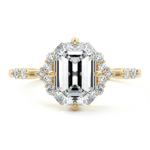 Alessandra - Emerald Cut Yellow Gold Lab Grown Diamond Engagement Ring | Nura Lab