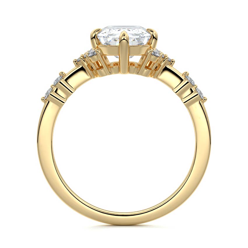 Alessandra - Emerald Cut Yellow Gold Engagement Ring Side View | Nura Lab