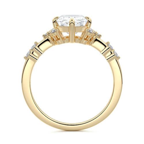 Alessandra - Emerald Cut Yellow Gold Engagement Ring Side View | Nura Lab