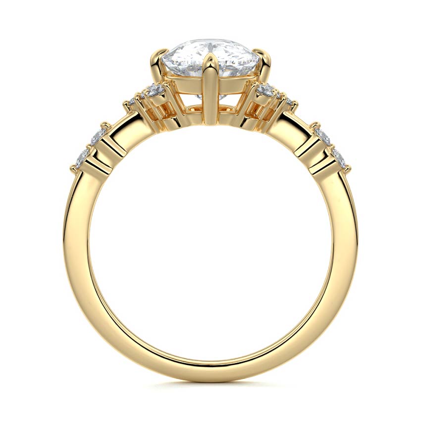 Alessandra - Cushion Yellow Gold Engagement Ring Side View | Nura Lab