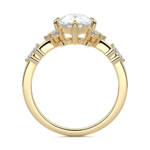Alessandra - Cushion Yellow Gold Engagement Ring Side View | Nura Lab