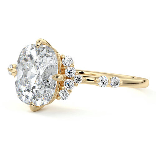 Alessandra - Cushion Yellow Gold Engagement Ring Profile View | Nura Lab