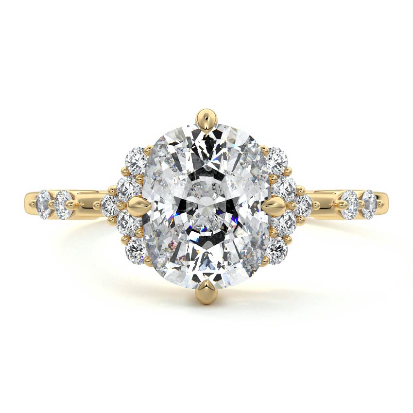 Alessandra - Cushion Yellow Gold Engagement Ring Detail View | Nura Lab