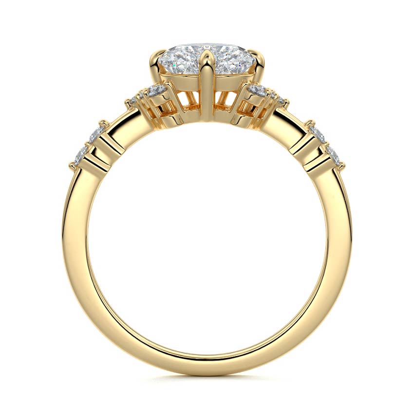 Alessandra - Heart Yellow Gold Engagement Ring Side View | Nura Lab