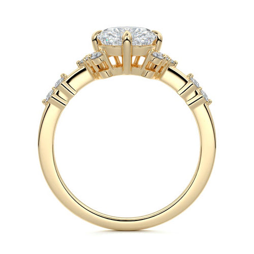 Alessandra - Heart Yellow Gold Engagement Ring Side View | Nura Lab