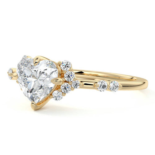 Alessandra - Heart Yellow Gold Engagement Ring Profile View | Nura Lab