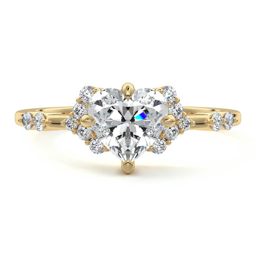 Alessandra - Heart Yellow Gold Engagement Ring Detail View | Nura Lab