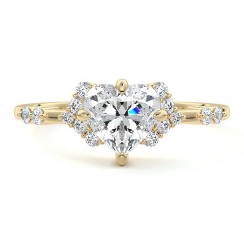 Alessandra - Heart Yellow Gold Engagement Ring Detail View | Nura Lab