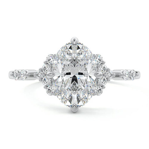 Alessandra - Oval White Gold Lab Grown Diamond Engagement Ring | Nura Lab