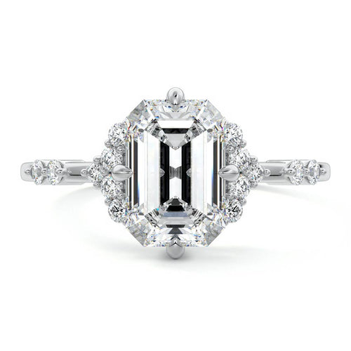 Alessandra - Emerald Cut White Gold Lab Grown Diamond Engagement Ring | Nura Lab